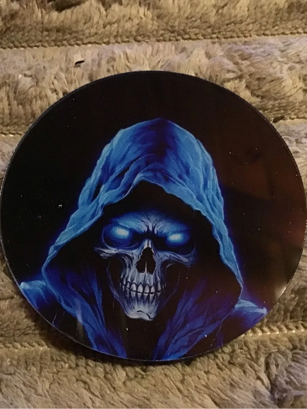 Blue Hooded Skull Coaster Set - Gothic Graphic